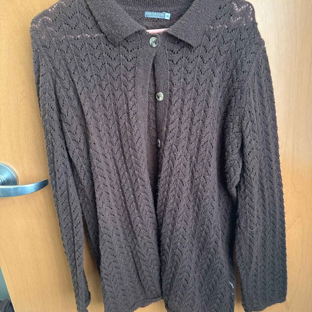 Earthbound Dark Brown Knit Button-Up Cardigan